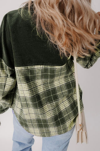 Plaid Corduroy Button-Up Shirt