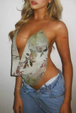 Deep V-Neck Floral Tank Top