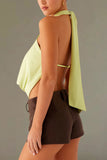 Knotted Halter Draped Tank Top