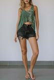 Printed Tank Top with Asymmetrical Hem