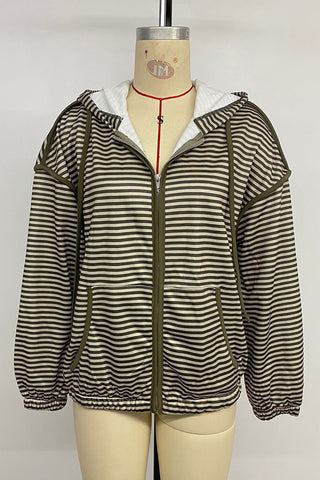 Striped Zip-Up Casual Jacket