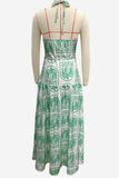 Halter-Neck Printed Maxi Dress