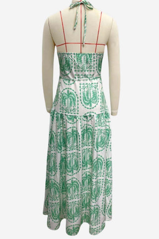 Halter-Neck Printed Maxi Dress