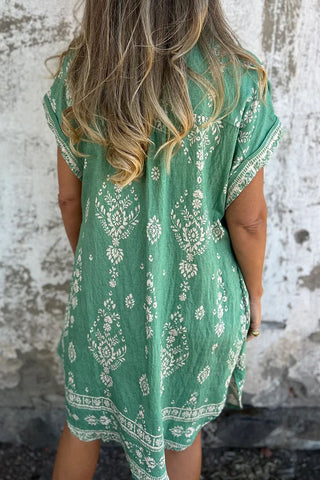 Printed Button-Front Casual Dress