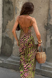 Strappy Zebra Print Maxi Dress
