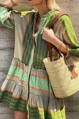 Patterned Bohemian Casual Dress
