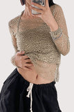 Mesh Overlay Long-Sleeve Top