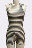 Striped Sleeveless Short Set