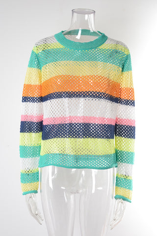 Vibrant Striped Crochet Top
