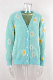 Button-Front Floral Cardigan