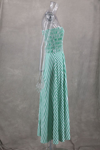 Strapless Striped Maxi Dress