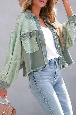 Waffle Patchwork Denim Jacket