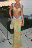 Vibrant Paisley Skirt Set with Twist Top