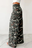 Camo Denim Cargo Wide Leg Pants