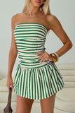 Strapless Striped Casual Dress