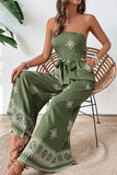 Strapless Wide-Leg Jumpsuit with Belt