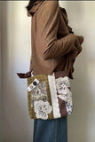 Patchwork Shoulder Bag with Lace Accents