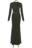 Elegant Full-Length Draped Evening Dress
