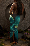 Halter Maxi Dress with Artistic Design