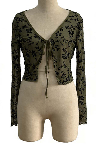 Floral Sheer Tie-Front Blouse
