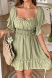 Square Neck Ruffle Mini Dress