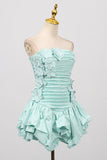 Strapless Evening Dress with Floral Appliqué
