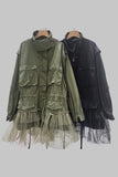 Military-Inspired Tulle Trim Jacket