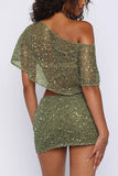 One-Shoulder Sequined Mini Dress