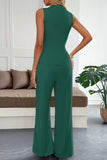 Chic Sleeveless Buttoned Pants Set