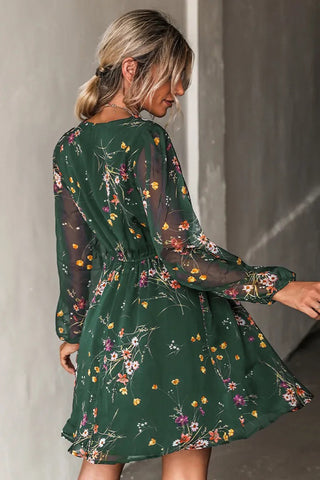 Floral V-Neck Casual Dress