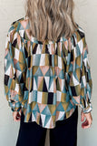 Geometric Print Balloon Sleeve Shirt