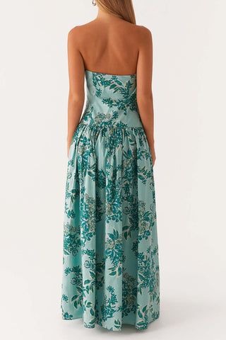 Strapless Floral Evening Gown