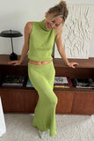 Chic Ribbed Knit Skirt Set