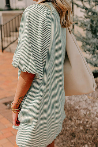 Striped Button-Front Casual Dress