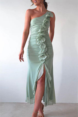 One-Shoulder Ruffled Dress