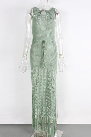 Crochet Fringe Cover-Up Dress
