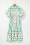 Striped Puff Sleeve Midi Dress