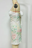 Strapless Floral Sequin Evening Dress