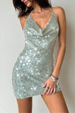 Sequin Halter Mini Dress
