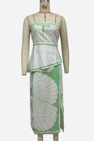 Strapless Skirt Set with Bold Print