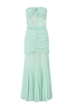 Strapless Ruched Casual Maxi Dress