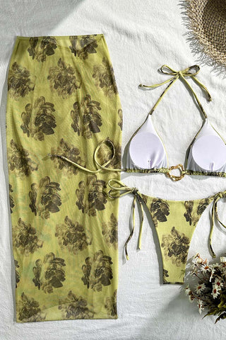 Floral Print Bikini Set with Cover-Up