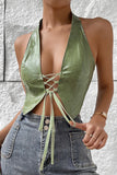 Lace-Up Halter Tank Top