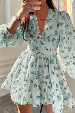 Floral Puff Sleeve Casual Dress