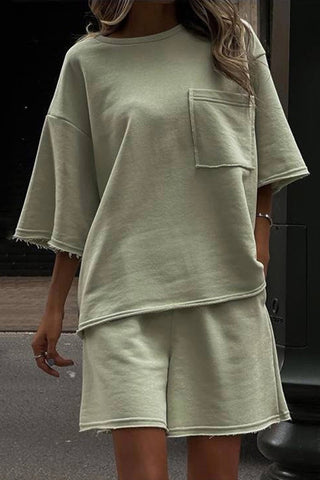Relaxed Fit Short Set With Pocket Detail