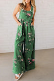 Floral Denim Wide-Leg Jumpsuit
