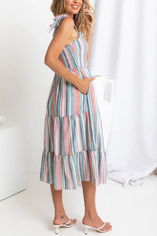 Striped Tiered Casual Dress