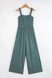 Smocked Floral Square Neck Jumpsuit