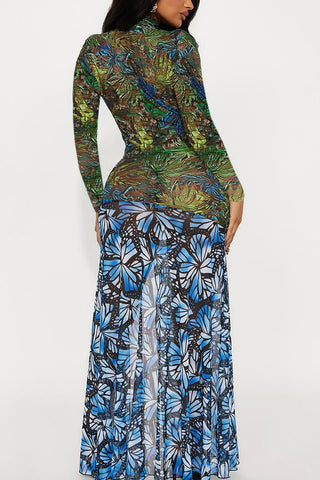 Keyhole Printed Casual Maxi Dress