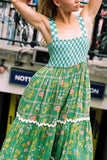 Patchwork Checkered Casual Maxi Dress